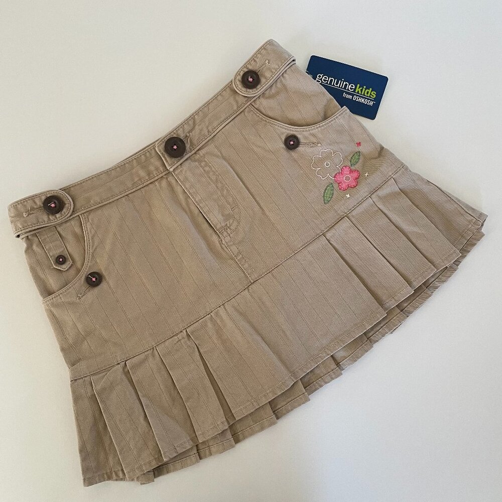 Oshkosh Genuine Kids Girls Cotton Skirt Skort Adjustable Waist Taupe Size 6X NWT